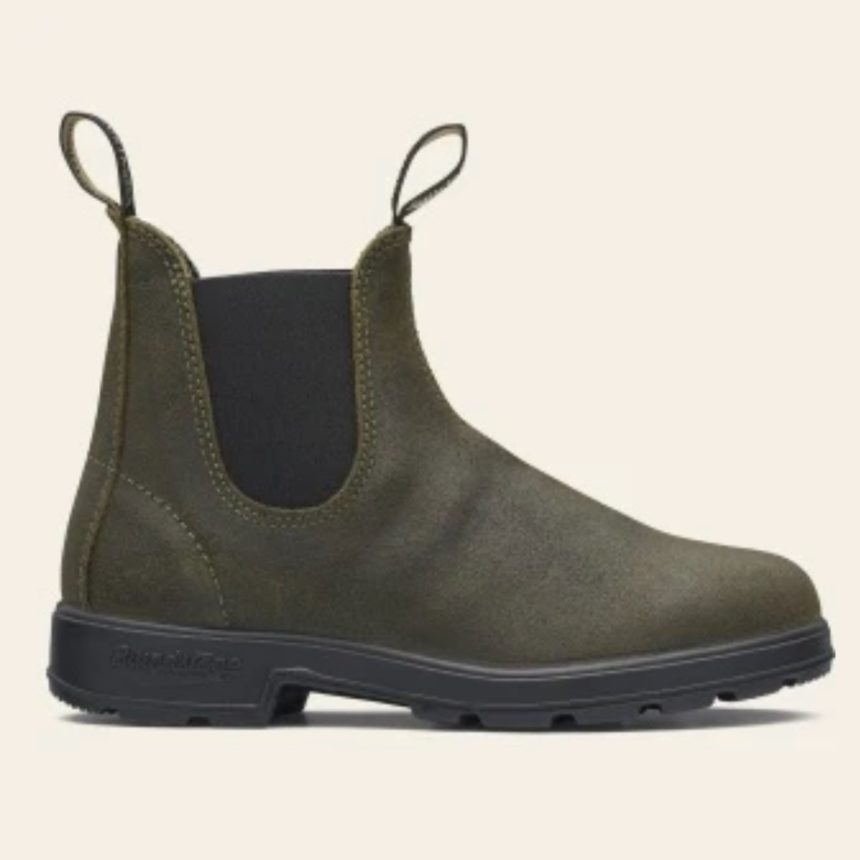 blundstone green suede