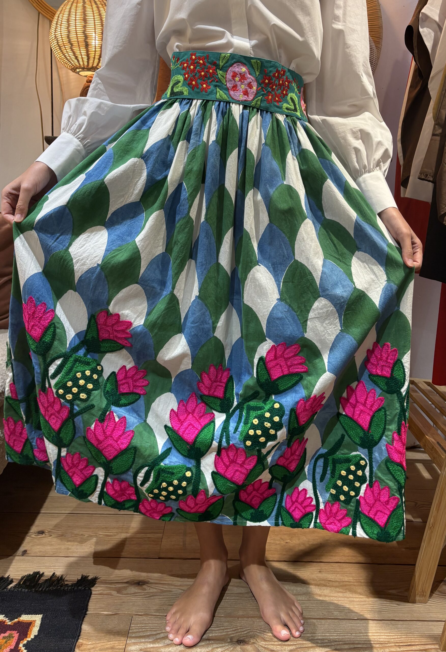 Jupe Brodée Empyre – Femme – Taille L – Turquoise – Mini – État Neuf